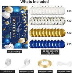 Conjunto De Decoración Para Fiesta De Cumpleaños En Tonos Azul Marino 50 PCS NEW
