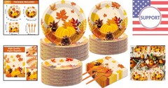 Disposable Thanksgiving Plates and Napkins Set – 200PCS for Effortless Cleanup