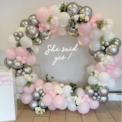 Silver Pink White Latex Balloons, 50 Pack 12 Inches Silver Confetti Party Bal…