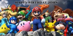 Birthday banner Personalized 6ft x 3 ft Super Smash Bros