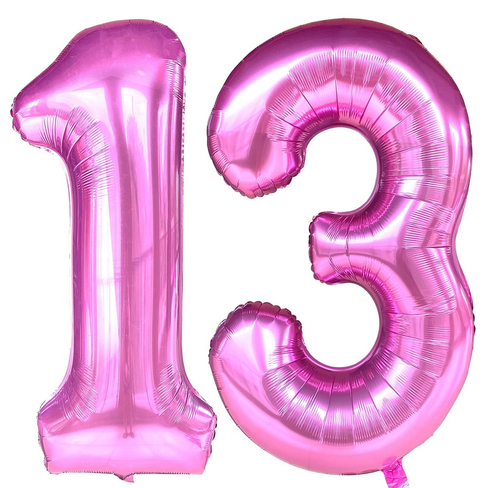 Jonhamwelbor 13 Balloon Numbers Pink 13 Foil Mylar Jumbo Giant Big Large 31 B…