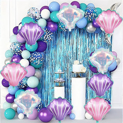 9 Pcs Seashell Balloons Multi-Color Shell Balloon Ocean Balloons for Birthday Ba