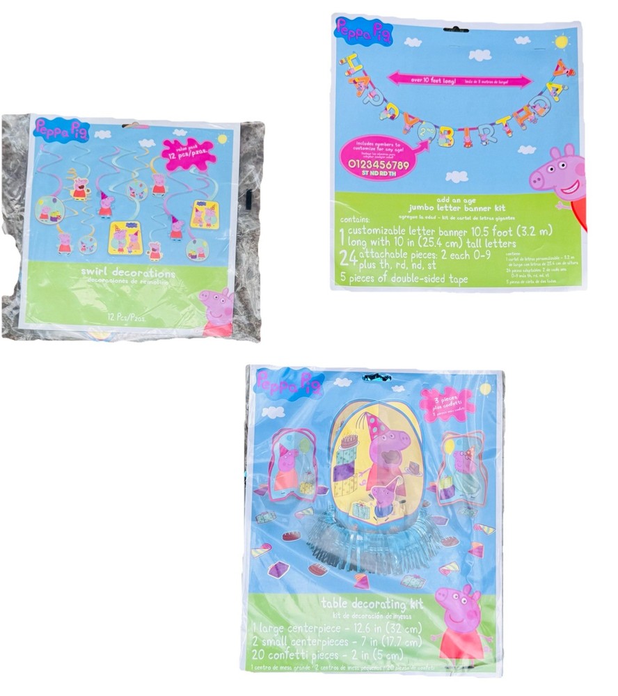 Peppa Pig Theme Birthday Party Decorations Banner Streamers Table Centerpieces