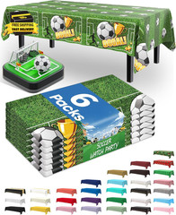 Soccer Party Decorations 2026 Plastic Tablecloth Disposable 6 Pack, Rectangle Ta