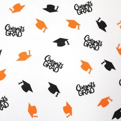 200 PCS Orange Black Graduation Confetti Class Of 2026 Glitter Table Scatter