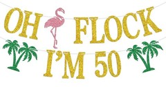 Oh Flock I’m 50 Banner, Glitter Happy 50th Birthday Anniversary Party Decorat…
