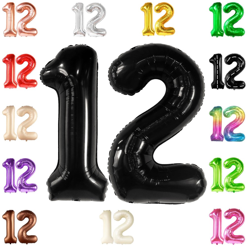 , Black 40 Inch Giant 12 Balloon – & Anniversary Decorations, Unisex, Helium …