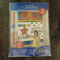 Happy Birthday Rainbow Birthday Add Any Age Wall Decorating Kit 5 pc Over 6 Feet