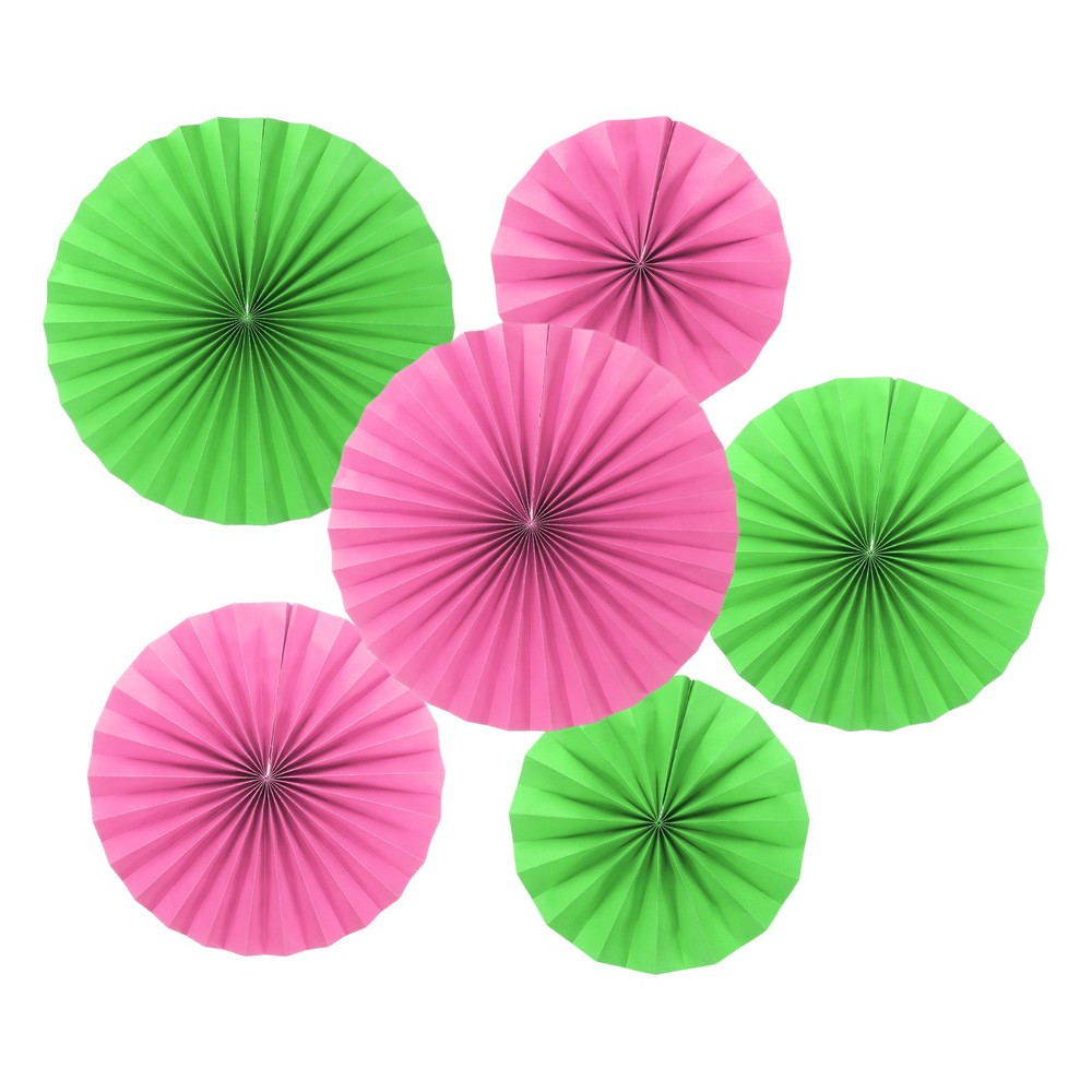 12Pcs 8″/12″/16″ Paper Fans Hanging Decor Round Fans with Pearl Green/Rose Red