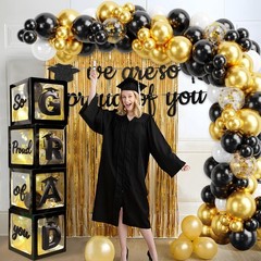 2026 Graduation Balloon Boxes Decorations, 4pcs Graduation Blocks with 32pcs …