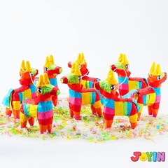 De Mayo 8 pcs Mini Donkey Pinatas 5.7″x7.5″ Rainbow Color for Fun Fiesta Taco Pa