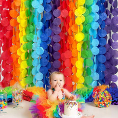 205Ft Rainbow Party Decorations Big Polka Dots Tissue Paper Backdrop Rainbow2