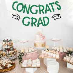 Congrats Grad Banner, Green Glitter, Congrats Bunting Banner, 2025 Grad, Class o