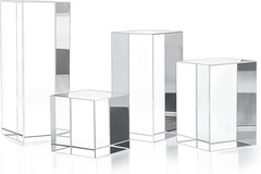 Qfkris Clear Polished Glass Display Blocks Photo Props Transparent Cube | 4 Pack