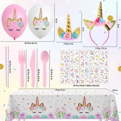 Unicorn Birthday Decorations for Girls – Party Supplies with Plates, Napkins,