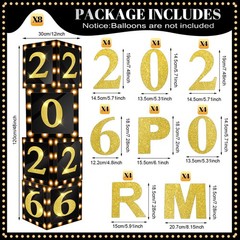 Prom Graduation Boxes Decoration 2026 Photo Booth Column 12 Inch 8 PCS Set
