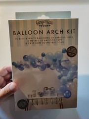 *NEW* Balloon Arch Kit – Blue, Silver, White – 70 balloons – Baby Shower Wedding