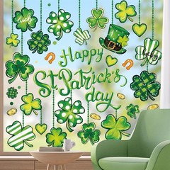 9 Sheets St. Patrick’s Day Window Clings Green Shamrock Clover Gold Coin Wind