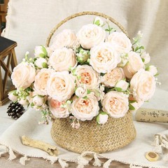 Artificial Flowers Fake Silk Peony Vases Flower Bouquets Home Room Decoration