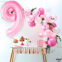 , Giant Light Pink Number 9 Balloon – 40 Inch | Foil 9 Balloon for 9th Decora…