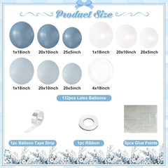 Dusty Blue Balloon Arch Kit 132Pcs Dusty Blue and White Balloon Arch Garland …