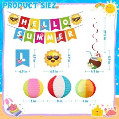 Summer Party Decorations Kit Beach Pool Party Decorations Banner Swirls Lanterns