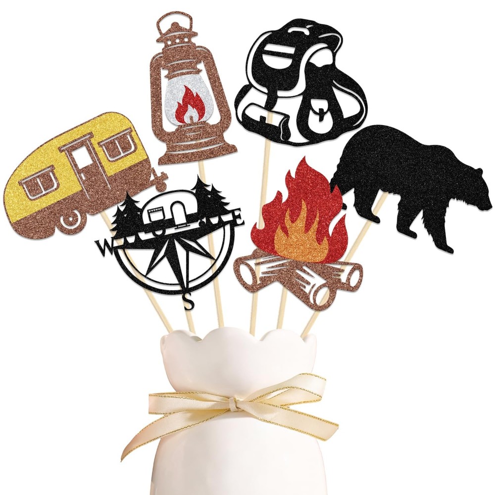 Camping Party Centerpiece Sticks Camp Theme Birthday Table Topper 12 PCS