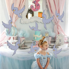 25 Pcs Princess Gray Party Decor Princess Theme Party Favors Blue Bird Hanging O