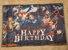 1Pcs Demon Slayer Backdrop Birthday Party Background Hanging Banner 3×5 Feet