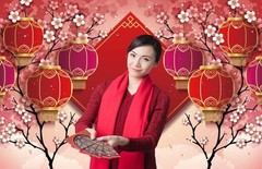 8X6Ft Polyester Chinese Asian New Year Theme Party Backdrop Chinese Spring Festi