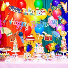 Musical Birthday Party Decorations Colorful Musical Instrument Theme Banners …