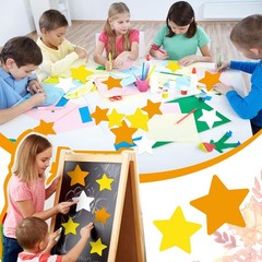 100 PCS Star Paper Cutout Coloring Craft Kit White Card for Kid DIY Classroom
