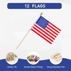 12Pack USA Coast Guard Flags Mini HandHeld Flag Small Military Flags on Wooden