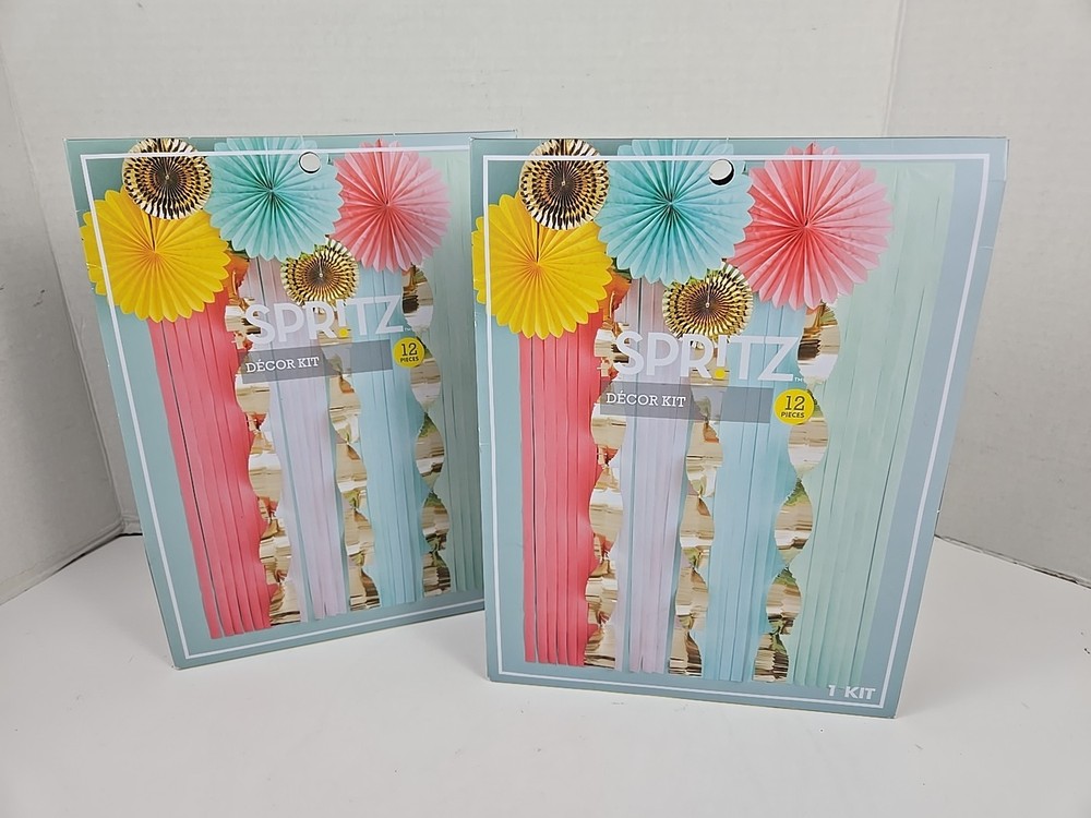2 Spritz Party Pastel Decor Kits: 4 Backdrops 5 Fans & 3 Garlands NEW SEALED