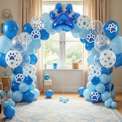 149pcs Paw Print Balloon Blue Arch Set Blue Birthday Party Balloon Set Includ…