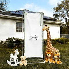 5 x 2 ft Baby Shower Backdrop Banner with Sage Green Bow Baby Shower Party