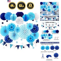 23Pcs Blue Birthday Party Decorations for Boys Men Navy Royal Light Blue | Ho…