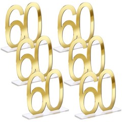 6 PCS Mirror Gold 60th Birthday Anniversary Table Number Centerpiece Acrylic