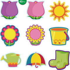 45 Pcs Flower Cutouts 5.9in Bulletin Board Spring Classroom Decor Name Tags Pack