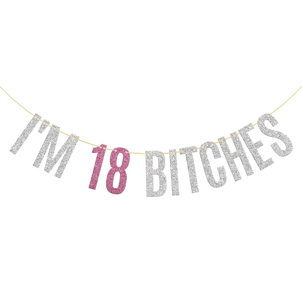 Glitter I’m 18 Bitches Banner Happy 18th Birthday Banner 18th Anniversary Girl’s