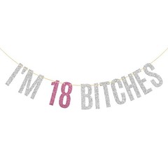 Glitter I’m 18 Bitches Banner Happy 18th Birthday Banner 18th Anniversary Girl’s