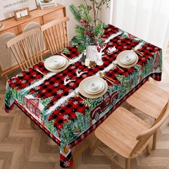 Christmas Tablecloth 60×84 Inches for Rectangle Tables – Red Buffalo Plaid Ch…