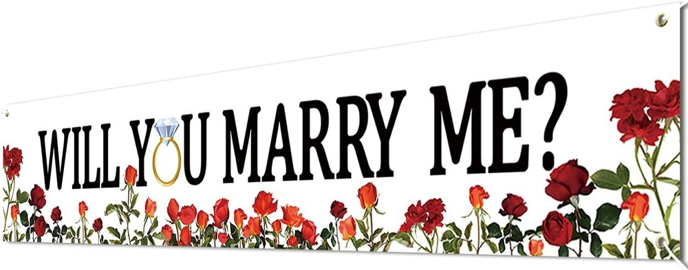Will You Marry Me Banner 6 Feet Proposal Flower Signs Engagement Decorations