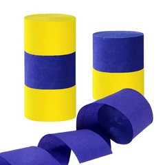 6 Rolls Navy Blue Yellow Crepe Paper Streamers 82 Feet Per Volume