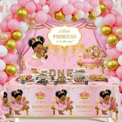 266pcs Royal Princess Baby Shower Decorations, Black Princess Baby Shower Suppli