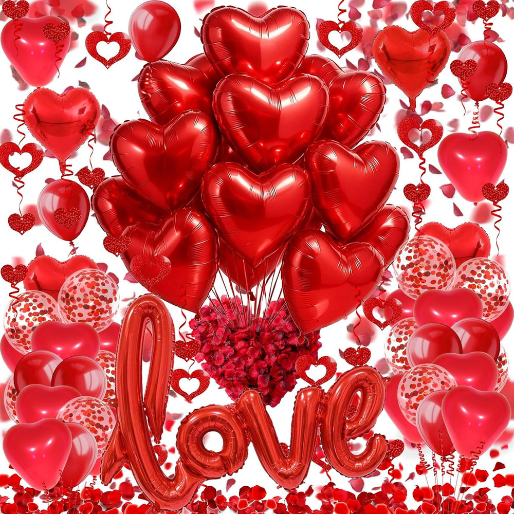 Love and Heart-Shaped Aluminum Foil Balloon,Heart-Shaped and round Latex Balloon