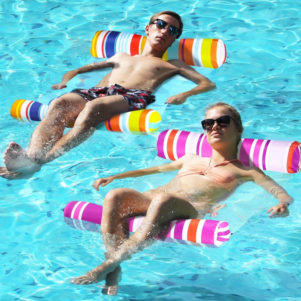 2 Pack Fabric Water Swimming Pool Floats Hammock, XL, Inflatable Multi-Purpos…