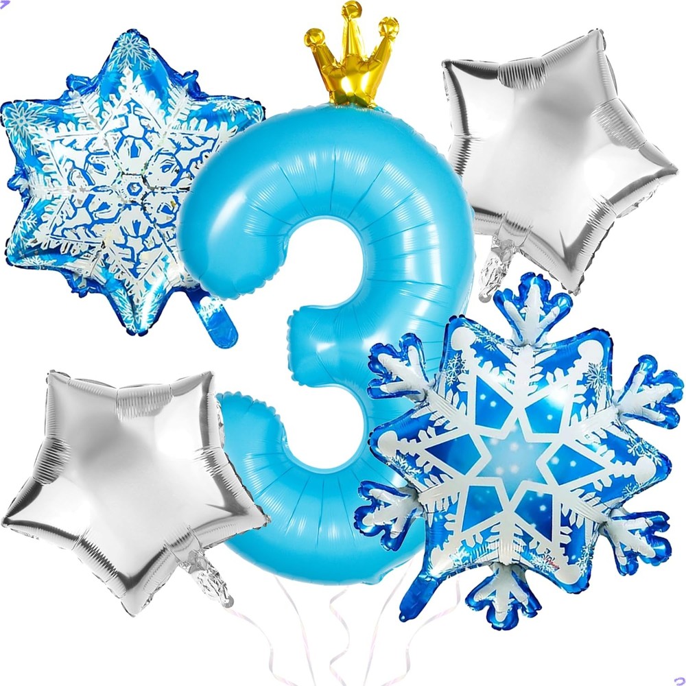 Frozen 3rd Birthday Party Decorations Balloon, 40″ Elsa 3 Balloon with Crown …