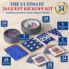 Complete 123 PCS 4th of July Party Supplies for 24 Guests – 250th Anniversary…