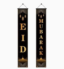 Home Decor Reusable Door Banner Eid Mubarak Indoor Outdoor Backdrop Flag Front